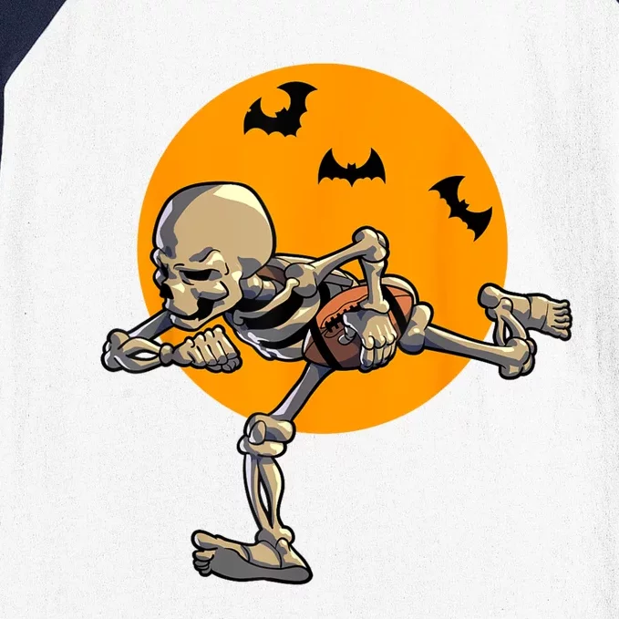 American Football Skeleton Halloween Football Fan Baseball Sleeve Shirt