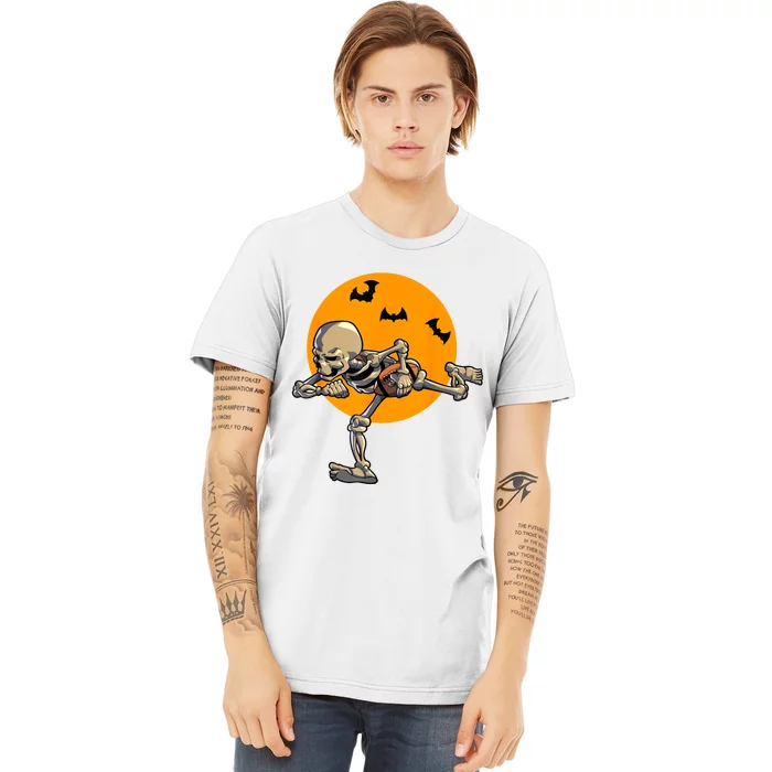 American Football Skeleton Halloween Football Fan Premium T-Shirt