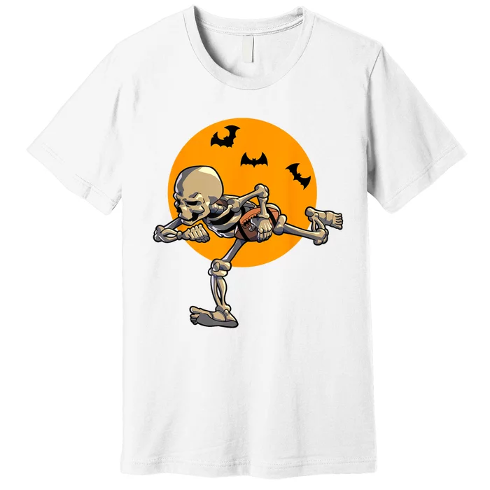 American Football Skeleton Halloween Football Fan Premium T-Shirt