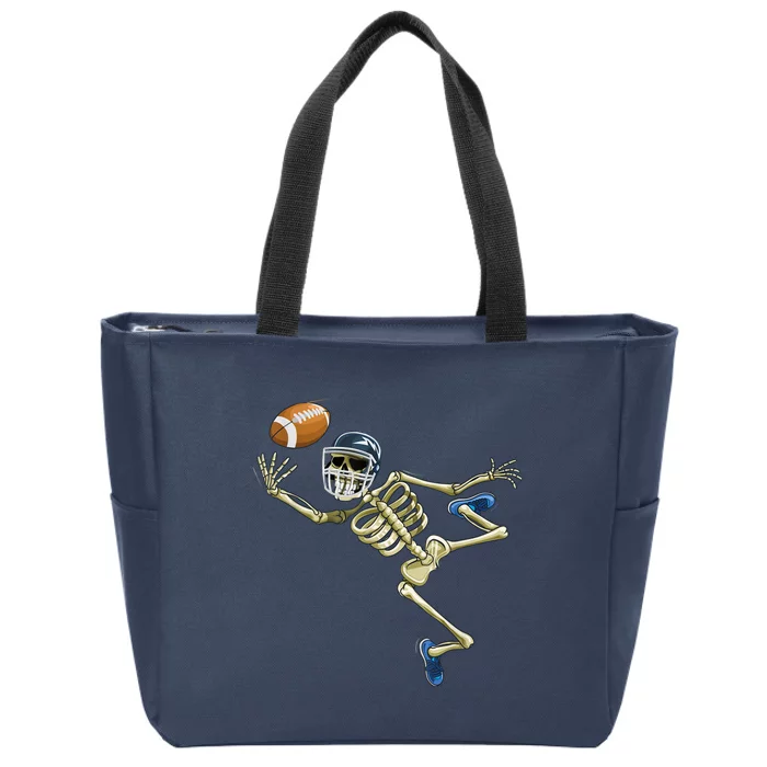 American Football Skeleton Halloween Football Fan Zip Tote Bag