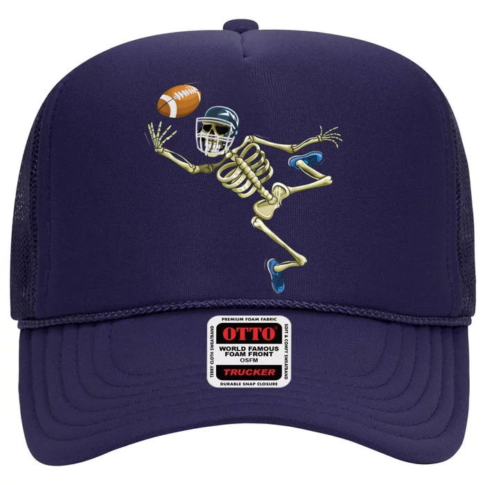 American Football Skeleton Halloween Football Fan High Crown Mesh Trucker Hat