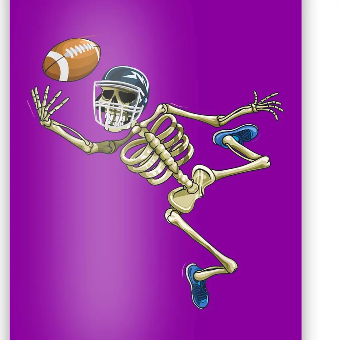 American Football Skeleton Halloween Football Fan Poster