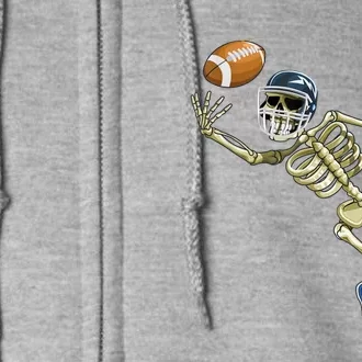 American Football Skeleton Halloween Football Fan Full Zip Hoodie