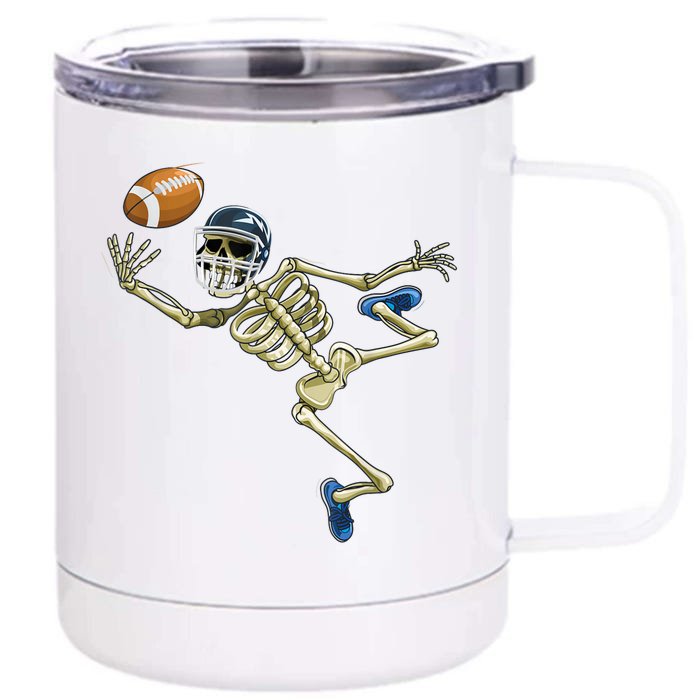 American Football Skeleton Halloween Football Fan Front & Back 12oz Stainless Steel Tumbler Cup