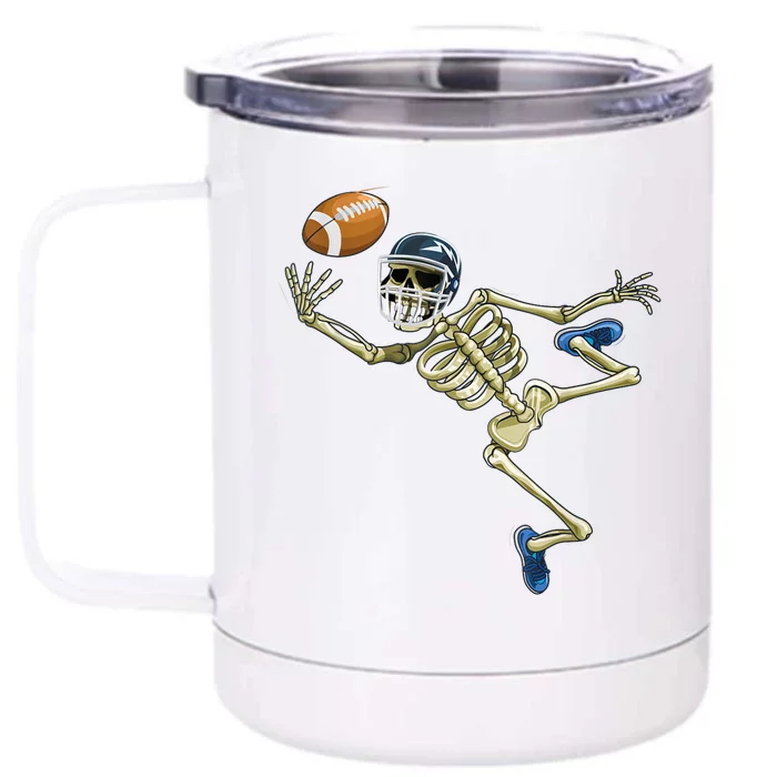 American Football Skeleton Halloween Football Fan Front & Back 12oz Stainless Steel Tumbler Cup