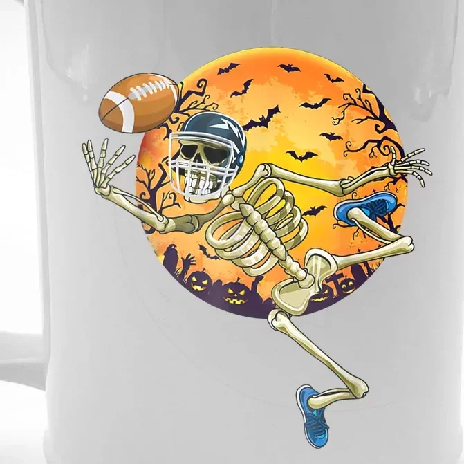 American Football Skeleton Halloween Funny Front & Back Beer Stein