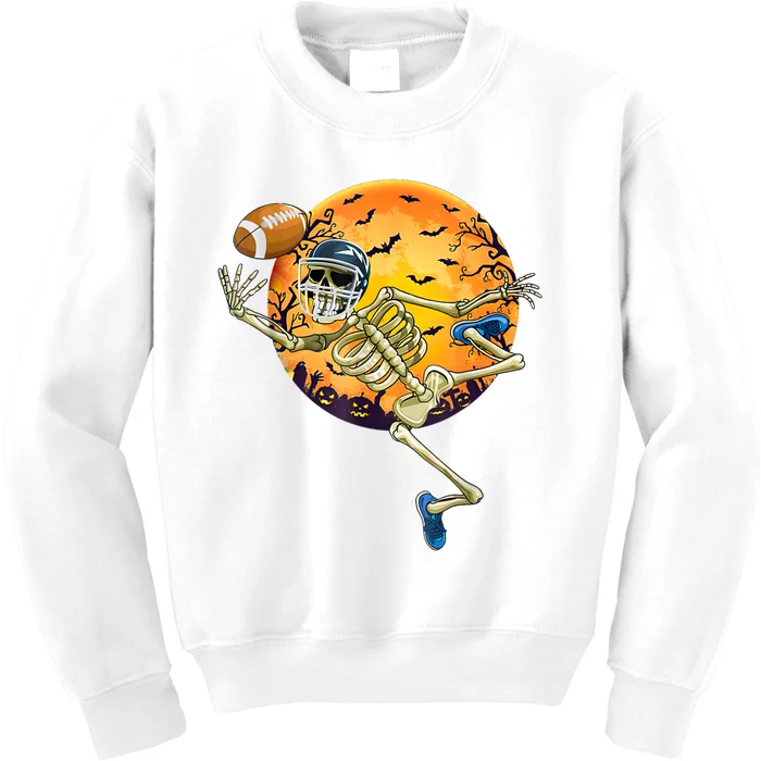 American Football Skeleton Halloween Funny Kids Sweatshirt