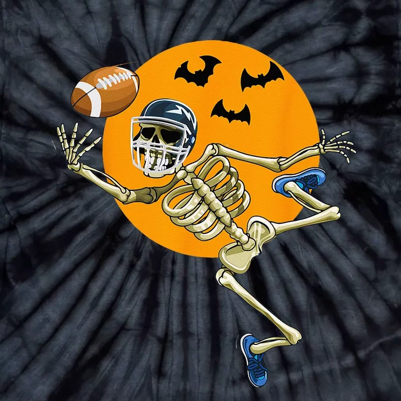 American Football Skeleton Halloween Men Football Fan Tie-Dye T-Shirt