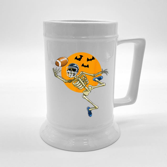 American Football Skeleton Halloween Men Football Fan Front & Back Beer Stein