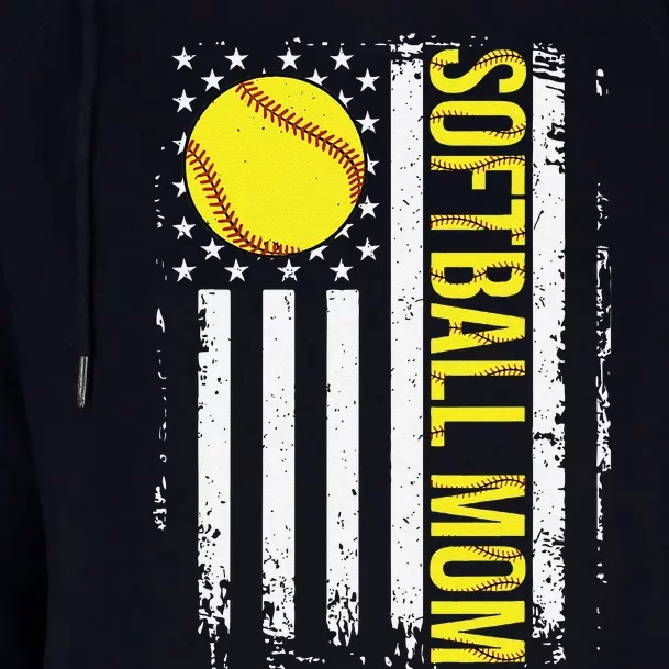 American Flag Softball Team Softball Mom Mothers Day Women Womens Funnel Neck Pullover Hood