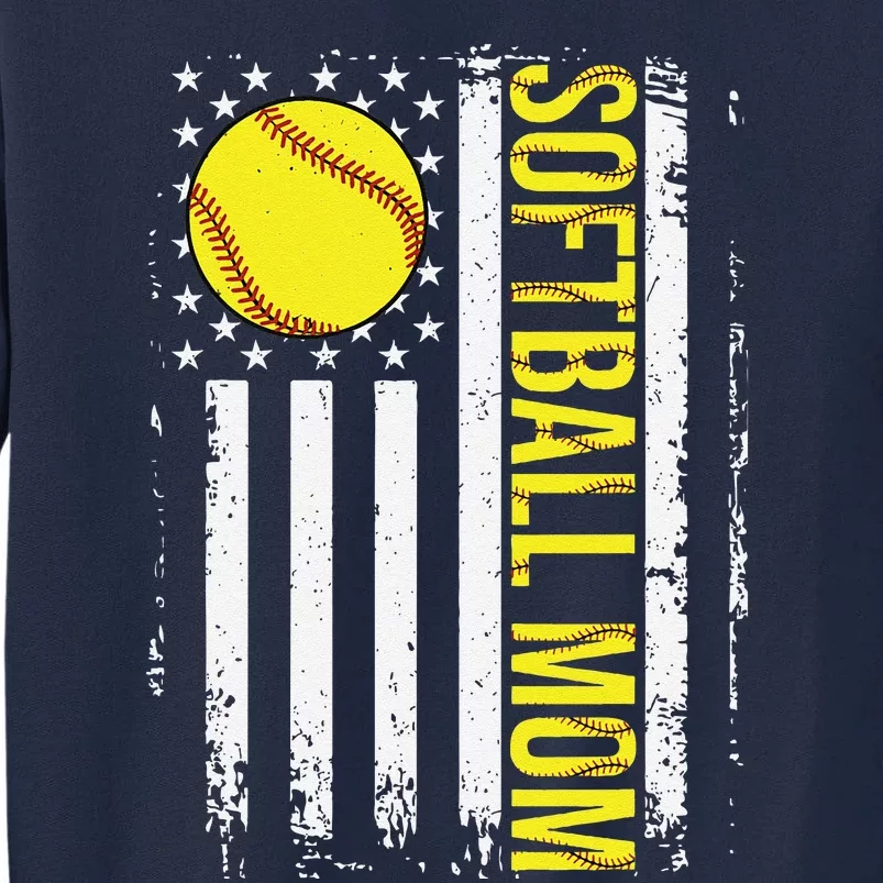 American Flag Softball Team Softball Mom Mothers Day Women Tall Sweatshirt