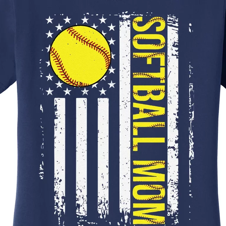 American Flag Softball Team Softball Mom Mothers Day Women Women's T-Shirt