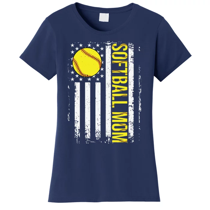 American Flag Softball Team Softball Mom Mothers Day Women Women's T-Shirt