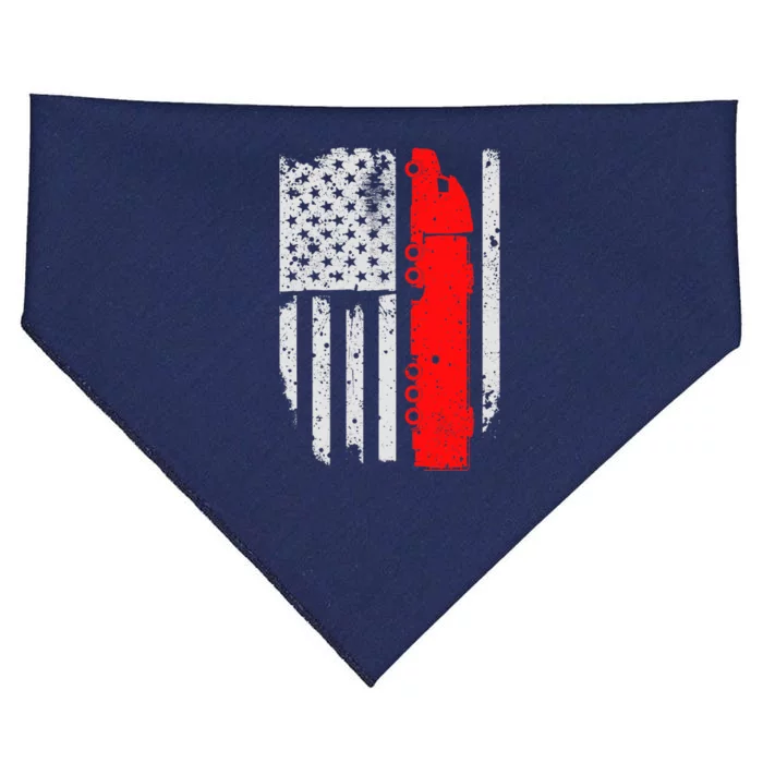 American Flag Semi Truck Driver Patriotic 18 Wheeler Trucker USA-Made Doggie Bandana