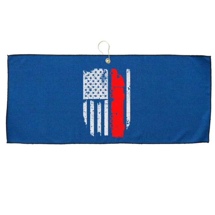 American Flag Semi Truck Driver Patriotic 18 Wheeler Trucker Large Microfiber Waffle Golf Towel