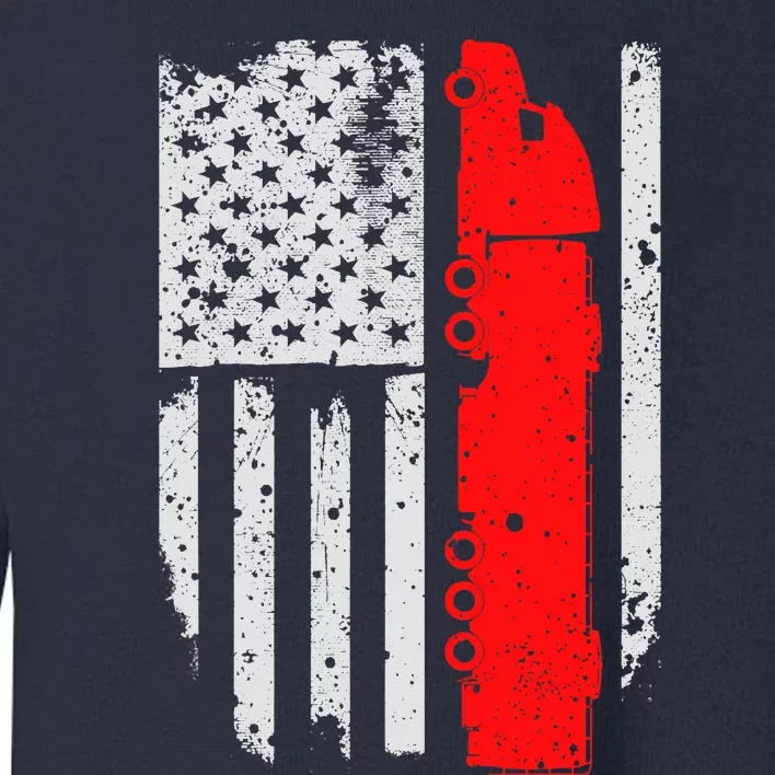 American Flag Semi Truck Driver Patriotic 18 Wheeler Trucker Toddler Sweatshirt