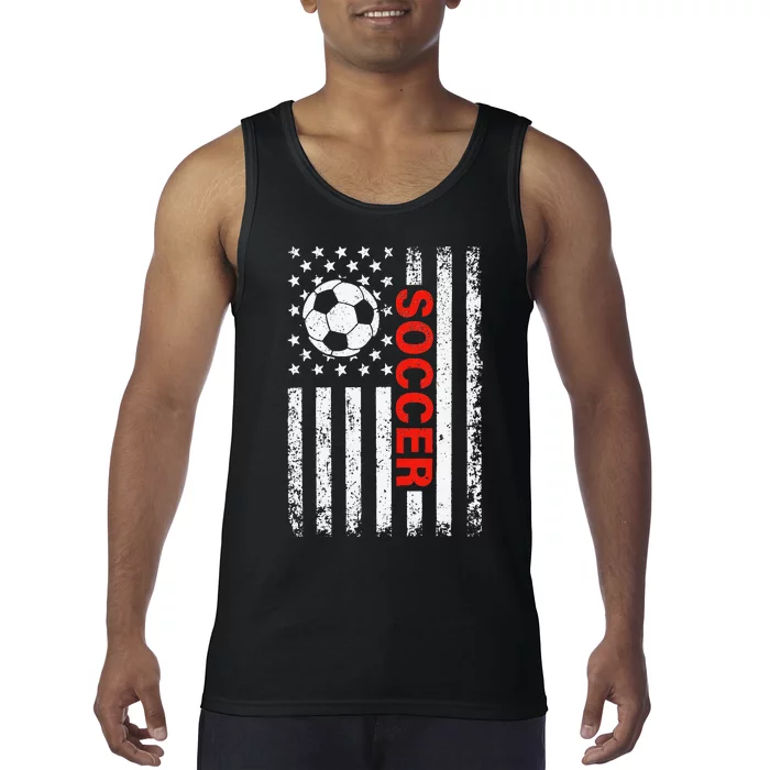 American Flag Soccer Player USA Patriotic Vintage Soccer Tank Top