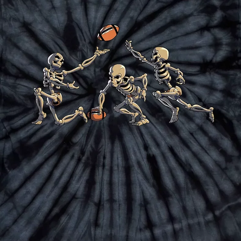 American Football Skeleton Halloween Football Fan Tie-Dye T-Shirt