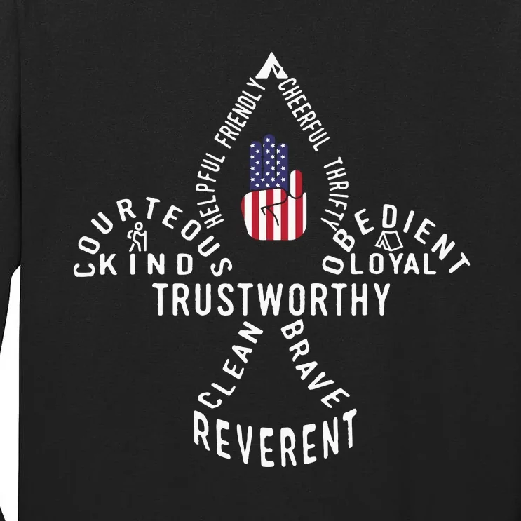 America Flag Scouting Law Tall Long Sleeve T-Shirt