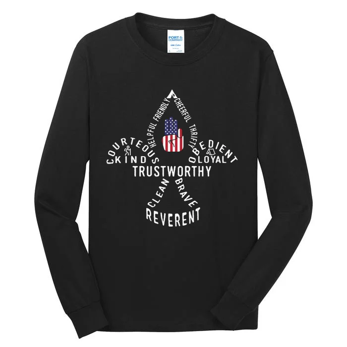 America Flag Scouting Law Tall Long Sleeve T-Shirt