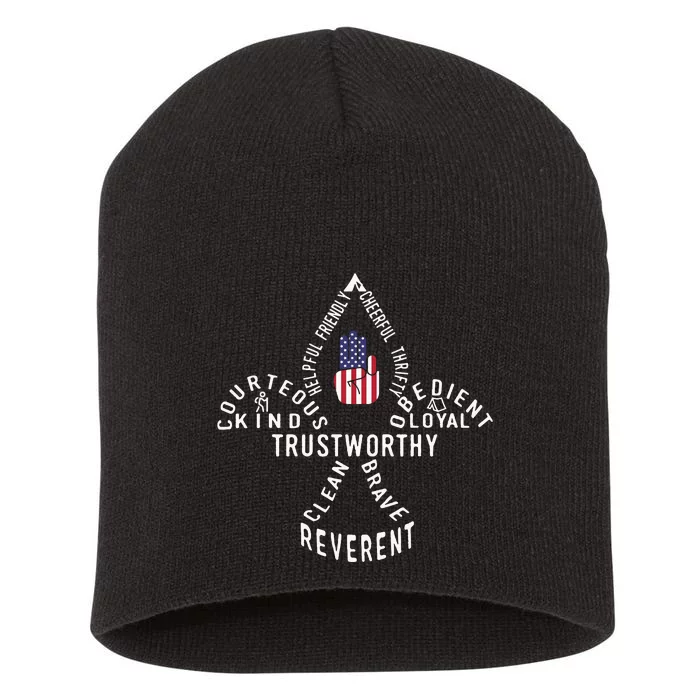 America Flag Scouting Law Short Acrylic Beanie