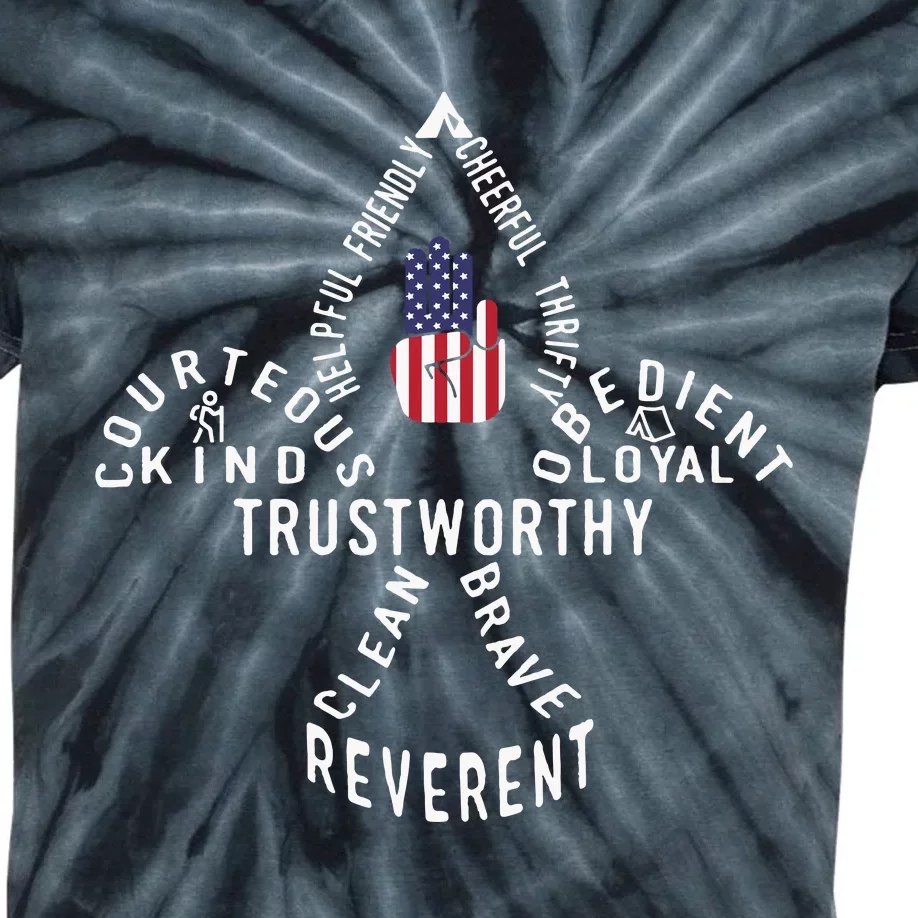 America Flag Scouting Law Kids Tie-Dye T-Shirt