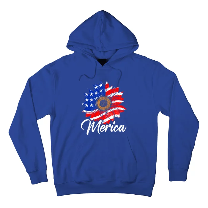 American Flag Sunflower 4th Of July Merica Vintage Mama Mom Cute Gift Hoodie