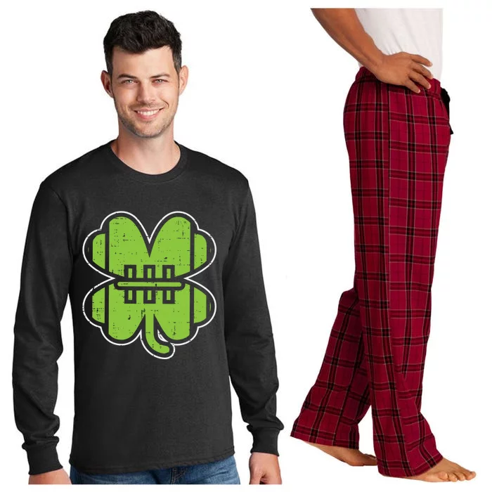 American Football Shamrock Clover St Patricks Day Sport Gift Long Sleeve Pajama Set