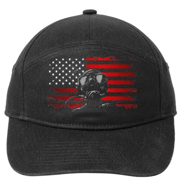 American Flag Scuba Diving Apparel Scuba Diving 7-Panel Snapback Hat