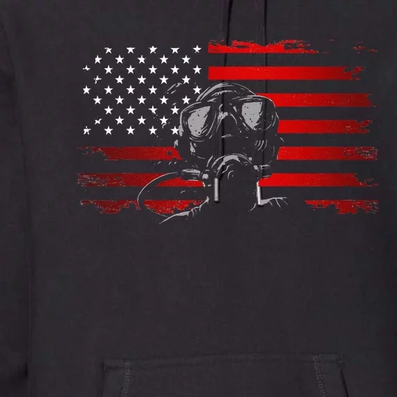 American Flag Scuba Diving Apparel Scuba Diving Premium Hoodie