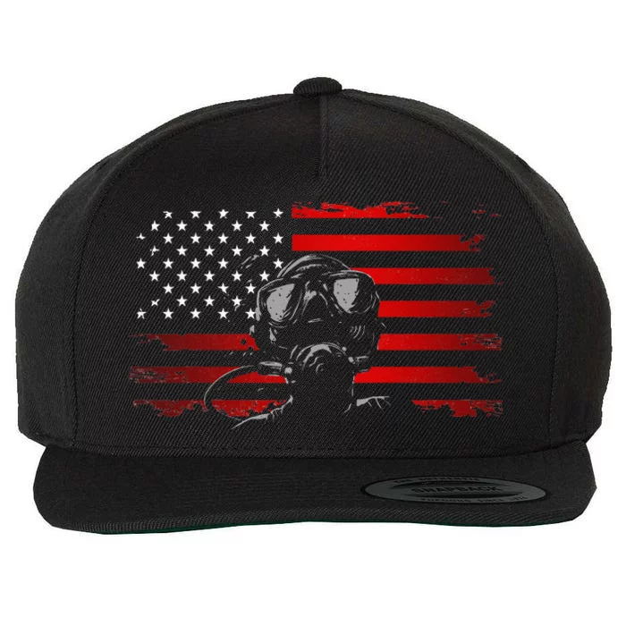 American Flag Scuba Diving Apparel Scuba Diving Wool Snapback Cap