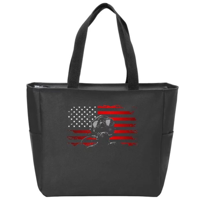 American Flag Scuba Diving Apparel Scuba Diving Zip Tote Bag