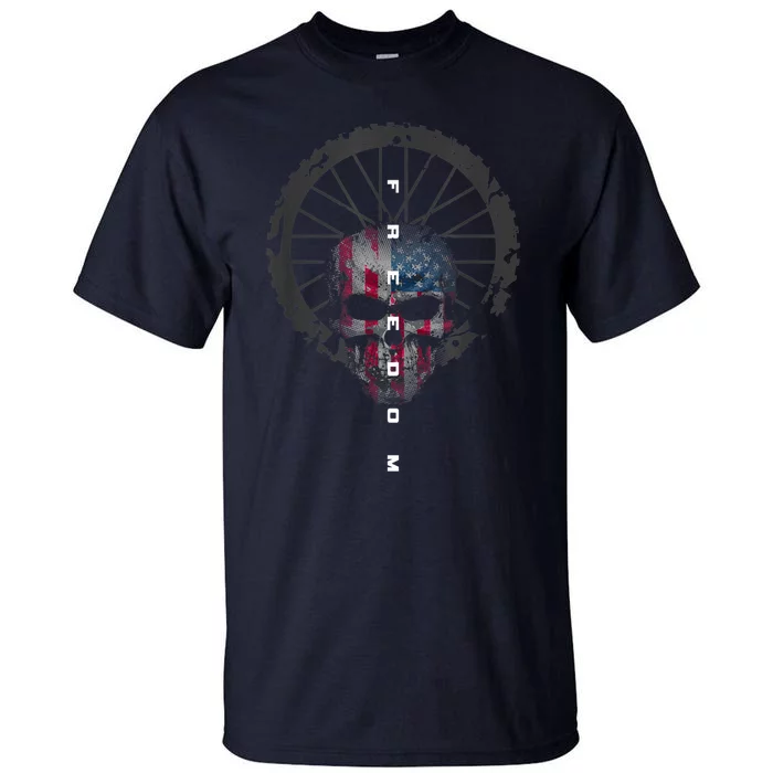 American Flag Skull Cycling Bicycle MTB Mountain Bike Tall T-Shirt