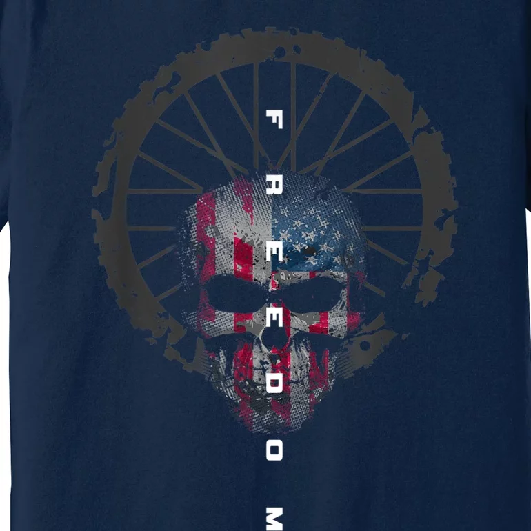 American Flag Skull Cycling Bicycle MTB Mountain Bike Premium T-Shirt