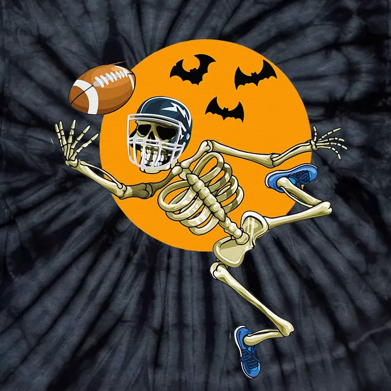 American Football Skeleton Halloween Football Fan Tie-Dye T-Shirt