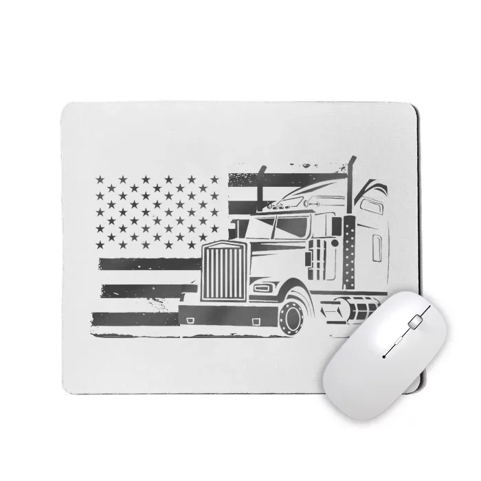 American Flag Semi Truck Driver 18 Wheeler Patriotic Trucker Mousepad