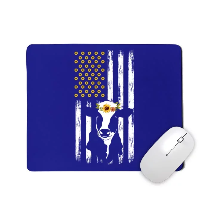 American Flag Sunflower Cow Lovers Patriotic Cows Farmer Cool Gift Mousepad