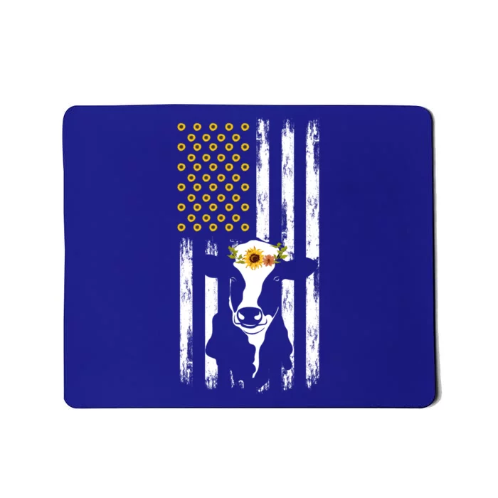 American Flag Sunflower Cow Lovers Patriotic Cows Farmer Cool Gift Mousepad