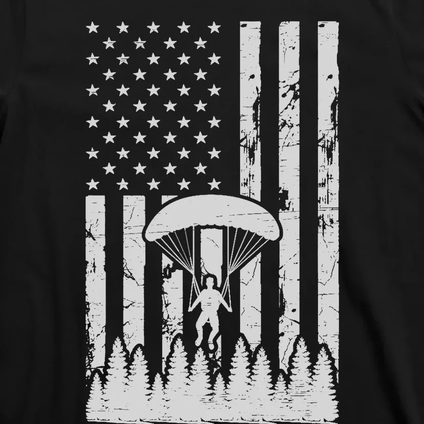 American Flag Skydiving Airplane Jump Parachuting Skydiver Premium T-Shirt