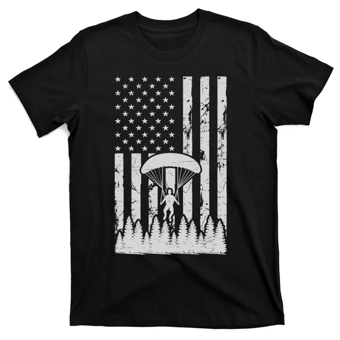 American Flag Skydiving Airplane Jump Parachuting Skydiver Premium T-Shirt