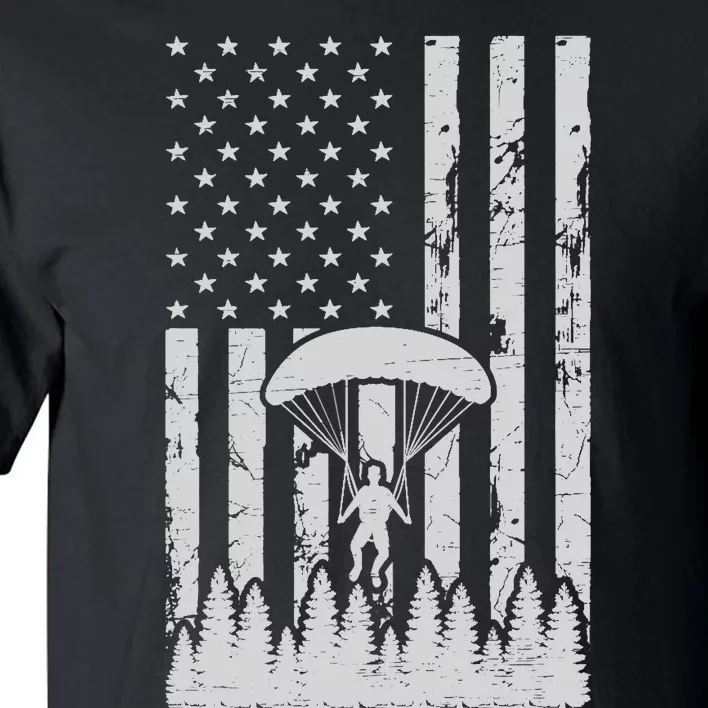 American Flag Skydiving Airplane Jump Parachuting Skydiver Premium Tall T-Shirt