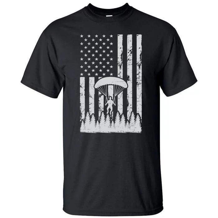 American Flag Skydiving Airplane Jump Parachuting Skydiver Premium Tall T-Shirt