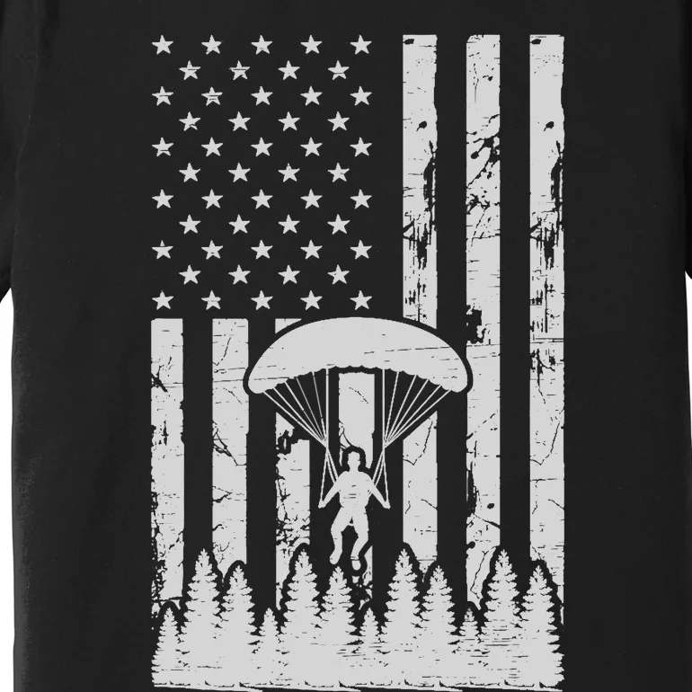 American Flag Skydiving Airplane Jump Parachuting Skydiver Premium Premium T-Shirt