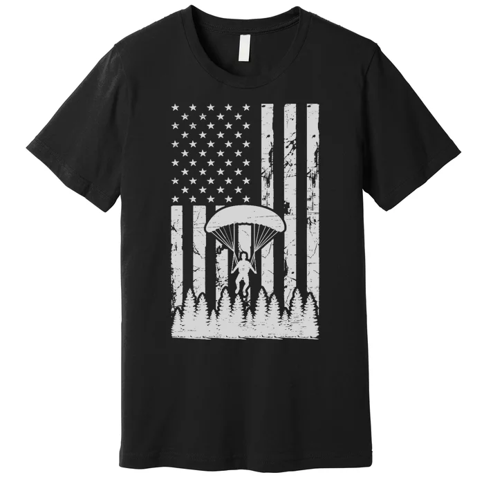 American Flag Skydiving Airplane Jump Parachuting Skydiver Premium Premium T-Shirt