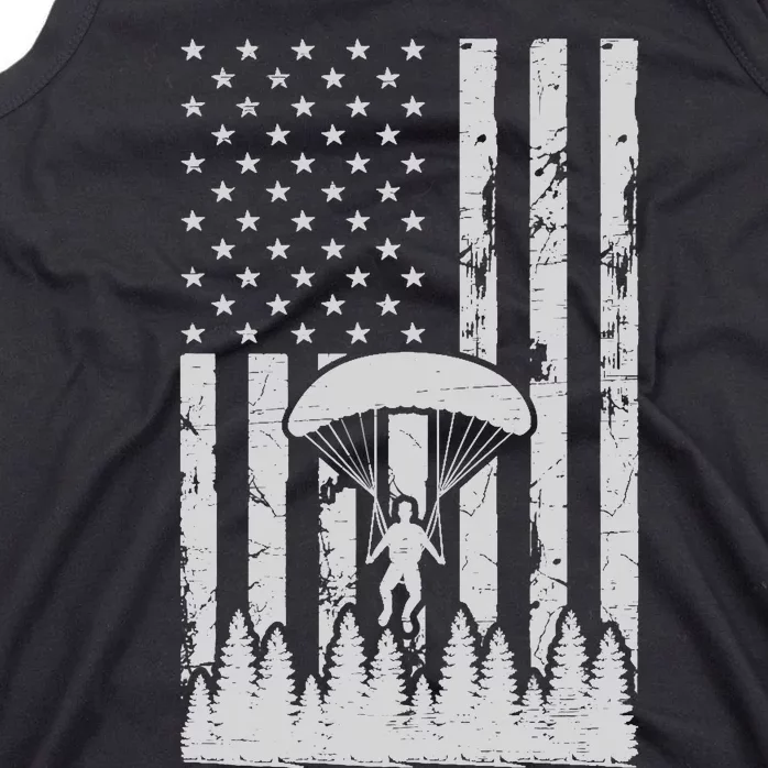 American Flag Skydiving Airplane Jump Parachuting Skydiver Premium Tank Top