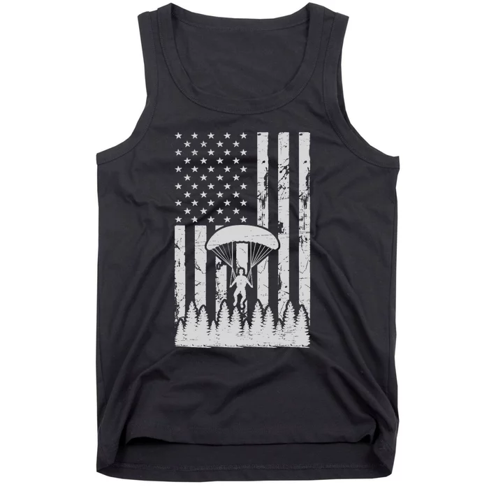 American Flag Skydiving Airplane Jump Parachuting Skydiver Premium Tank Top