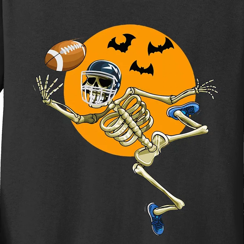 American Football Skeleton Halloween Kids Long Sleeve Shirt