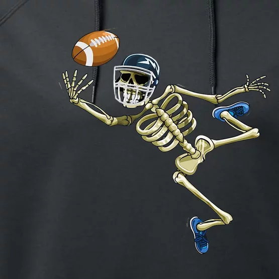 American Football Skeleton Halloween Performance Fleece Hoodie