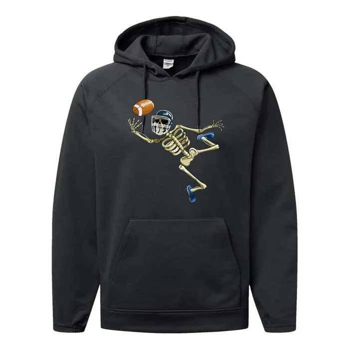 American Football Skeleton Halloween Performance Fleece Hoodie