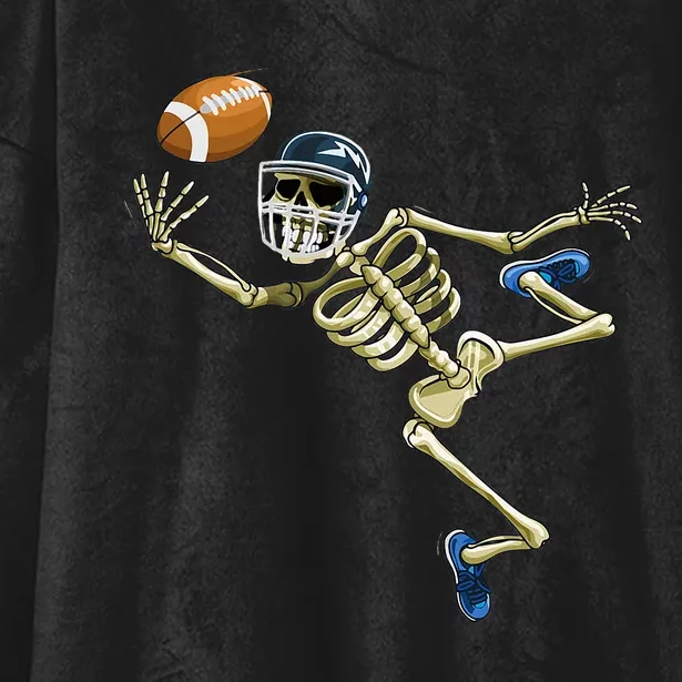 American Football Skeleton Halloween Hooded Wearable Blanket